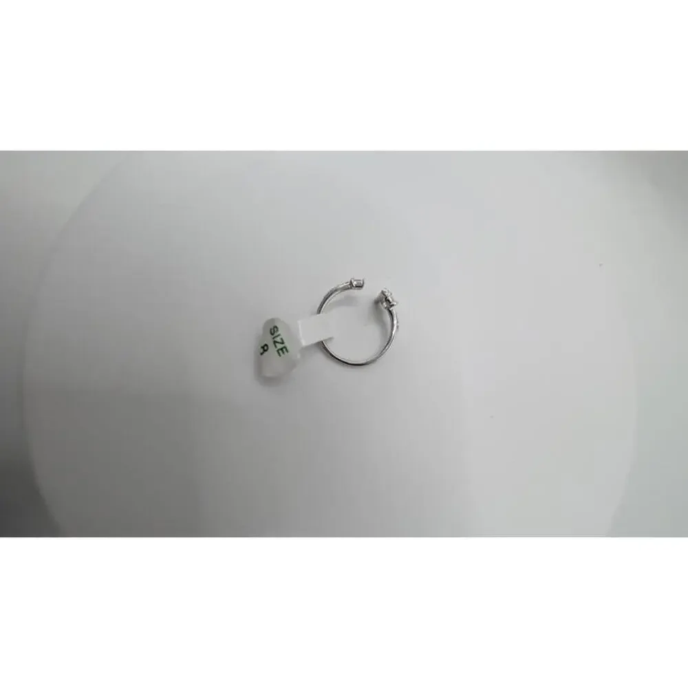 Silver Open Band Ring with Clear Gemstones Size 8